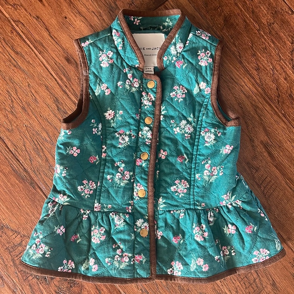 Adorableble Janie and Jack girls snap up, floral vest